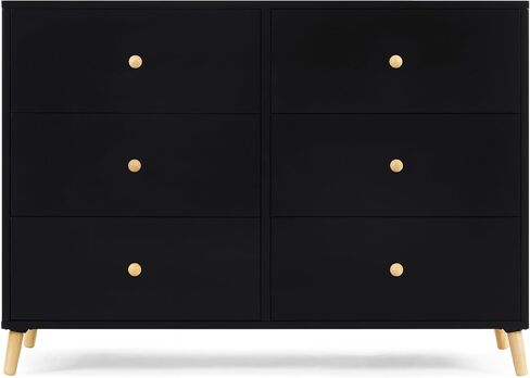 Delta Children Essex 6 Drawer Dresser, Black/Natural in Kuwait