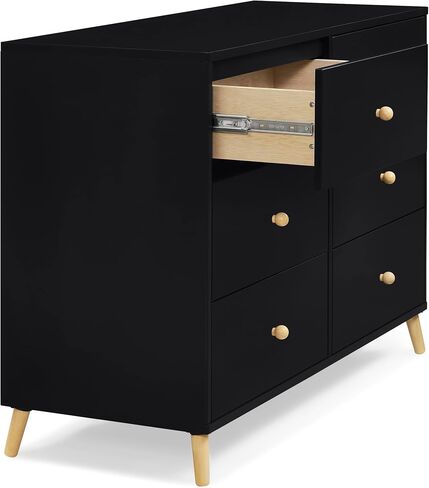 Delta Children Essex 6 Drawer Dresser, Black/Natural in Kuwait