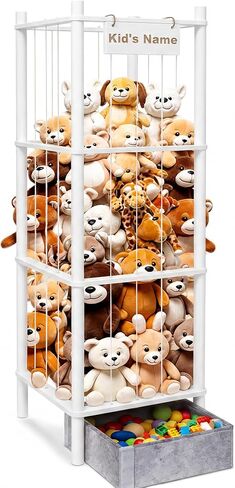 Stuffed Animal Storage with Toys Tray, 57In Large Wooden Stuffy Plushies Storage Holder Extra Large Capacity Stuffed Animals Zoo Organizer for Toddler Rooms, Playrooms & Bedrooms (Toys Tray - White) in Saudi Arabia