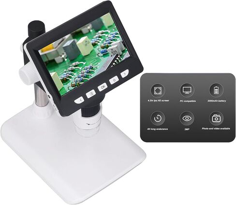 Digital Microscope 1000x, Streaming Still Image Recording Digital Electron Microscope Accurate Micromovement Coarse 8 Adjustable LEDs for USB Inspection in Kuwait