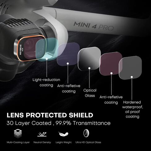 REYGEAK ND & CPL Filters Set for DJI Mini 4 Pro, 6 Pack CPL ND8 ND16 ND32 ND64 ND128 Polarizer and Neutral Density Filters Drone Lens Accessories, Multi-Coated HD Optical Glass, Aluminum Frame in Saudi Arabia