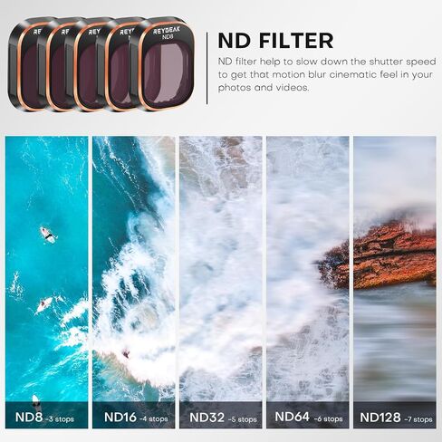 REYGEAK ND & CPL Filters Set for DJI Mini 4 Pro, 6 Pack CPL ND8 ND16 ND32 ND64 ND128 Polarizer and Neutral Density Filters Drone Lens Accessories, Multi-Coated HD Optical Glass, Aluminum Frame in Saudi Arabia