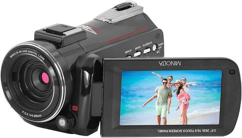 Minolta Showtime MN4K40NV 4K Camcorder, Night Vision, 30MP, 16X Zoom -Black | Capture sharp HD video with an easy-to-use touchscreen and versatile zoom for everyday recording. in Kuwait