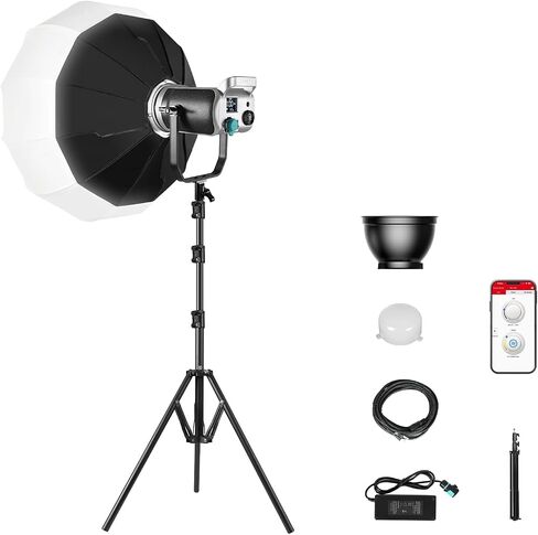 GVM 200W Video Light Kit with Softbox and Stand, Photography Lighting for Continuous Output Lighting with Bowen Mount/APP/DMX, 93000lux@0.5m LED Spotlight Studio Light for Photography,3200K-5600K in Saudi Arabia