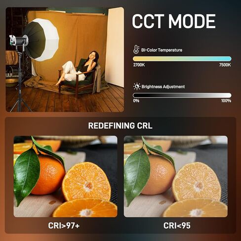 GVM 200W Video Light Kit with Softbox and Stand, Photography Lighting for Continuous Output Lighting with Bowen Mount/APP/DMX, 93000lux@0.5m LED Spotlight Studio Light for Photography,3200K-5600K in Saudi Arabia