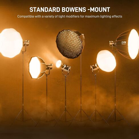 GVM 200W Video Light Kit with Softbox and Stand, Photography Lighting for Continuous Output Lighting with Bowen Mount/APP/DMX, 93000lux@0.5m LED Spotlight Studio Light for Photography,3200K-5600K in Saudi Arabia