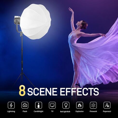 GVM 200W Video Light Kit with Softbox and Stand, Photography Lighting for Continuous Output Lighting with Bowen Mount/APP/DMX, 93000lux@0.5m LED Spotlight Studio Light for Photography,3200K-5600K in Saudi Arabia