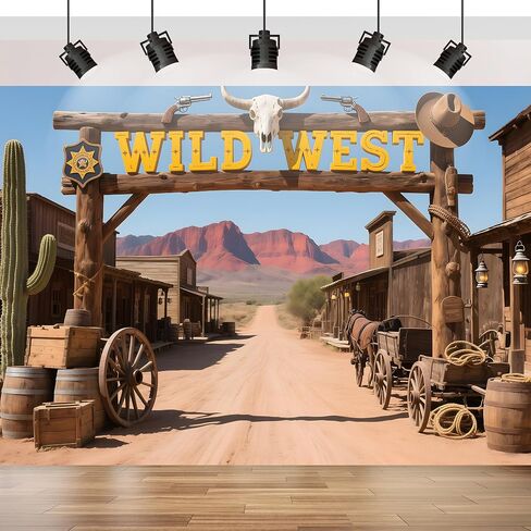 Wild West Backdrop 7X5FT,Wild West Rustic Town Theme Photography Background in Saudi Arabia