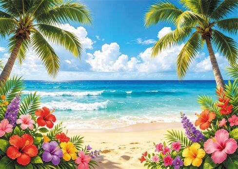 Surf Shop Beach Backdrop 10x8ft, Tropical Coastal Surfboards Palm Trees Photography Background for Summer Luau Party, Kids Birthday Party Decoration Holiday Surfing Photoshoot in Saudi Arabia