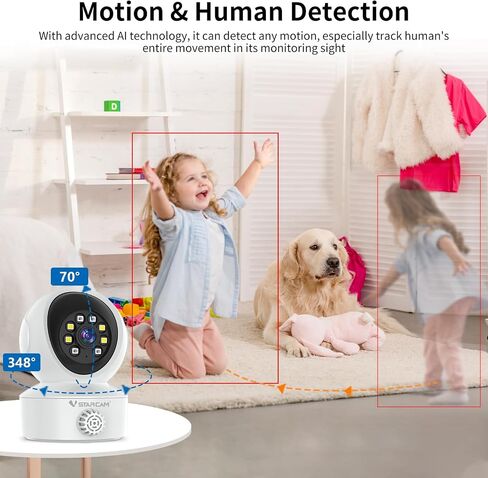 VSTARCAM 2K Indoor Security Camera with Smoke Detection, Pet Camera, 360° View, Motion Detection, IR Night Vision, 2-Way Audio, 2.4G WiFi, Home Indoor Camera with Phone APP, Cloud Storage in Saudi Arabia