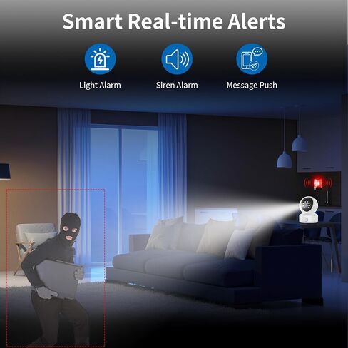 VSTARCAM 2K Indoor Security Camera with Smoke Detection, Pet Camera, 360° View, Motion Detection, IR Night Vision, 2-Way Audio, 2.4G WiFi, Home Indoor Camera with Phone APP, Cloud Storage in Saudi Arabia