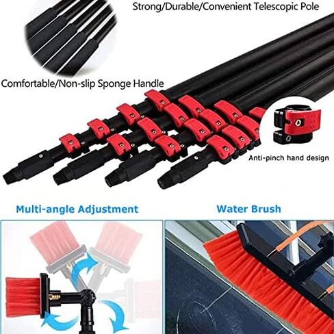 Cleaning Brush Window Cleaning Brush Equipment 3.6-12M Cleaner Kit,Water/Hose Fed Pole Cleaner,Shower with Extension Pole, Window Washing Equipment,30Cmbrush-12Ft/3. in Saudi Arabia