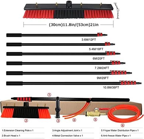 Cleaning Brush Window Cleaning Brush Equipment 3.6-12M Cleaner Kit,Water/Hose Fed Pole Cleaner,Shower with Extension Pole, Window Washing Equipment,30Cmbrush-12Ft/3. in Saudi Arabia