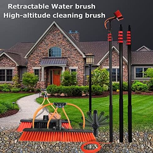 Cleaning Brush Window Cleaning Brush Equipment 3.6-12M Cleaner Kit,Water/Hose Fed Pole Cleaner,Shower with Extension Pole, Window Washing Equipment,30Cmbrush-12Ft/3. in Saudi Arabia