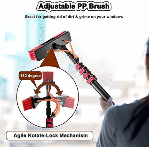 Window Cleaner Water Fed Pole Kit,Window Cleaning Brush with Extended Handle and Water Hose Window Cleaning Kit with Extension Pole High Window Cleaning Kit Coping Pole,3 in Saudi Arabia