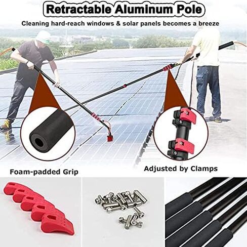 Window Cleaner Water Fed Pole Kit,Window Cleaning Brush with Extended Handle and Water Hose Window Cleaning Kit with Extension Pole High Window Cleaning Kit Coping Pole,3 in Saudi Arabia