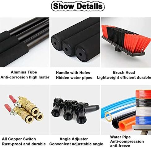 Window Cleaner Water Fed Pole Kit,Window Cleaning Brush with Extended Handle and Water Hose Window Cleaning Kit with Extension Pole High Window Cleaning Kit Coping Pole,3 in Saudi Arabia