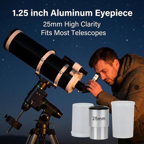Stargazing Eyepiece 25mm Optical Glass Metal Body for Astronomy Users, 1.25 Inch Fit, Viewing and General Observation Hobby Tasks in Saudi Arabia