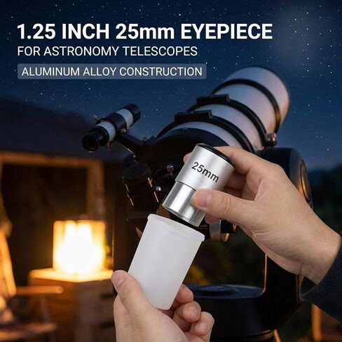 Stargazing Eyepiece 25mm Optical Glass Metal Body for Astronomy Users, 1.25 Inch Fit, Viewing and General Observation Hobby Tasks in Saudi Arabia