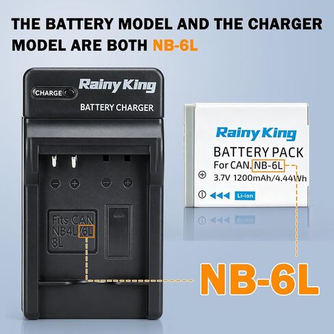 Rainy King NB-6L/NB-6LH Battery + Charger for Canon PowerShot SX530 HS, SD1300 is, SX610 HS, SX280 HS, SX260 HS, SX500 is, S95 in Saudi Arabia