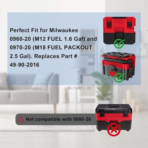 10Pack 49-90-2016 Fleece Dust Bags for Milwaukee 0960-20 & 0970-20 Vacuums | for M18 Fuel 2.5 Gallon Vacuum & M12 Fuel 1.6 Gallon Cordless Wet/Dry Packout Vacuums, with 4 Pack Bag Holder in Saudi Arabia