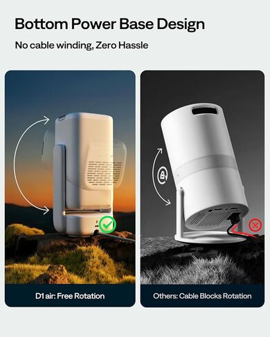 جهاز عرض Aurzen EAZZE D1 air الذكي المحمول، يعمل بمنفذ USB-C، أصلي بدقة 1080 بكسل | تطبيقات مدمجة، HDR10، WiFi وBluetooth، التركيز التلقائي ومفتاح الانحراف، دعم بنك الطاقة، جهاز عرض الأفلام DoIby Audio Outdoor in Kuwait