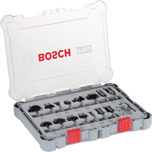 Bosch Professional 15 pcs. Mixed Router Bit Set (for Wood, Ø 1/4 Inch Shank, Accessory Router) in Kuwait