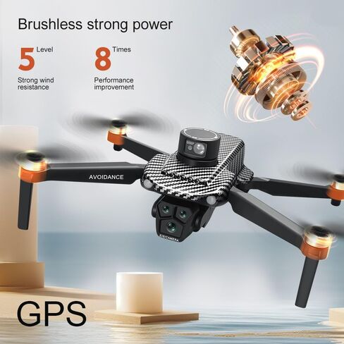 GPS Remote Control Drone, 4K HD Camera Quadcopter, 7.4V 3000mAh Standard Battery, 4.5-Inch FPV Screen, 5G Real-Time Transmission, Laser Obstacle Avoidance, Brushless Motor, Optical Flow Positioning, LED Lights, Altitude Hold & Intelligent Hover, One-Butto in Kuwait