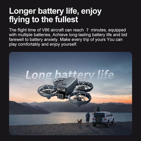 Cute Mini Beginner Camera Drone, 720P HD FPV RC Quadcopter. Equipped with standard battery for extended flight time and more fun. Features glowing eye LED lights & flashing tail lights, intelligent obstacle avoidance, optical flow positioning, 90° adjusta in Kuwait