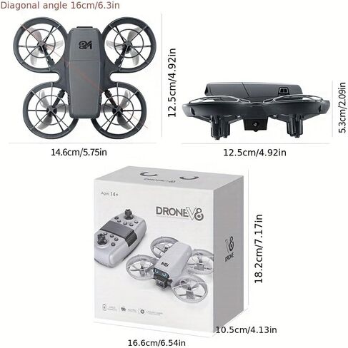 Cute Mini Beginner Camera Drone, 720P HD FPV RC Quadcopter. Equipped with standard battery for extended flight time and more fun. Features glowing eye LED lights & flashing tail lights, intelligent obstacle avoidance, optical flow positioning, 90° adjusta in Kuwait