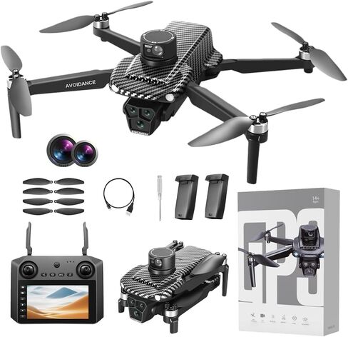 GPS Drone with 4K UHD EIS Camera for Adults, Foldable Quadcopter for Adults | Laser obstacle avoidance, Brushless motor, optical flow, FPV Drones With 5G live transmission and 2 Batteries for Beginners in Kuwait