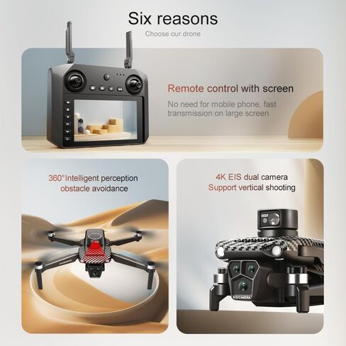 GPS Drone with 4K UHD EIS Camera for Adults, Foldable Quadcopter for Adults | Laser obstacle avoidance, Brushless motor, optical flow, FPV Drones With 5G live transmission and 2 Batteries for Beginners in Kuwait