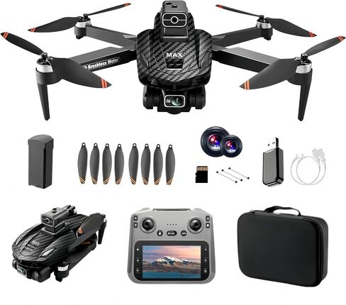 GPS Foldable Quadcopter Drone, 4K Dual Cameras & 4.5" Large-Screen Remote Controller | Infrared Obstacle Avoidance, LED Night Lights, Brushless Motors, Standard Rechargeable Battery, Wi-Fi FPV Real-Time Transmission, Altitude Hold, GPS Auto Return & Follo in Kuwait