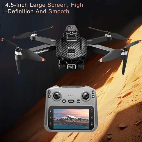 GPS Foldable Quadcopter Drone, 4K Dual Cameras & 4.5" Large-Screen Remote Controller | Infrared Obstacle Avoidance, LED Night Lights, Brushless Motors, Standard Rechargeable Battery, Wi-Fi FPV Real-Time Transmission, Altitude Hold, GPS Auto Return & Follo in Kuwait