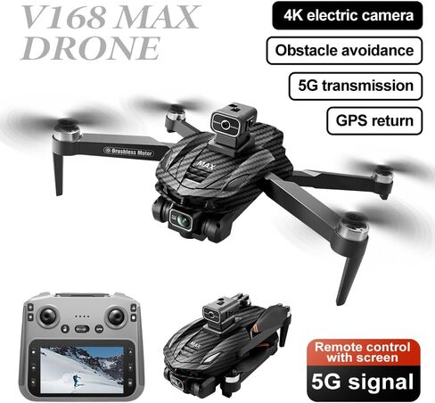 GPS Foldable Quadcopter Drone, 4K Dual Cameras & 4.5" Large-Screen Remote Controller | Infrared Obstacle Avoidance, LED Night Lights, Brushless Motors, Standard Rechargeable Battery, Wi-Fi FPV Real-Time Transmission, Altitude Hold, GPS Auto Return & Follo in Kuwait