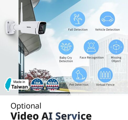 SpotCam BCW1 2K Cloud AI Spotlight WiFi Business Bullet IP Camera, Indoor/Outdoor, Two Way Audio, Night Vision, Human Detection, IP66, Support SD Card, Free 24 Hour Cloud Recording, Made in Taiwan in Saudi Arabia