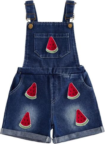 Toddler Girl Watermelon Denim Overall Dress Infant Baby Summer Outfit Strawberry Sleeveless Short Romper Jumpsuit in Kuwait