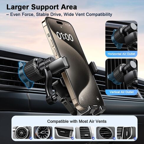 REVXON Car Phone Mount for BMW 3 Series/i4/iX/iX3/X3/X5/X7, Car Vent Phone Mount with Hook Tail Clip, Dual 360° Adjustment, One-Hand Operation, Stable Grip, Fits 4.7–7.2 in Phones in Kuwait