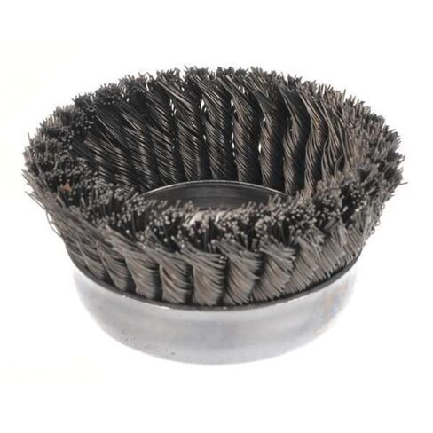 Weiler 12276 5" Single Row Knot Wire Cup Brush, .023" Steel Fill, 5/8"-11 UNC NUT, Made in the USA in Saudi Arabia