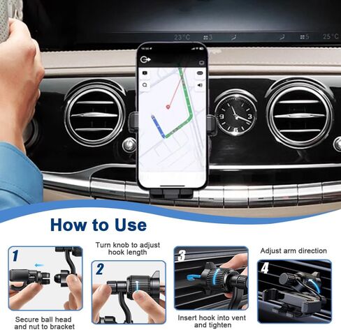 REVXON Car Phone Mount for BMW X4 2021 2022 2023 2024, Car Vent Phone Mount with Hook Tail Clip, Dual 360° Adjustment, One-Hand Operation, Stable Grip, Fits 4.7–7.2 in Phones in Kuwait