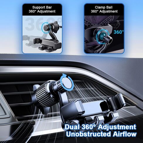 REVXON Car Phone Mount for BMW X6 X6M E71 E72 F16 F96 G06, Car Vent Phone Mount with Hook Tail Clip, Dual 360° Adjustment, One-Hand Operation, Stable Grip, Fits 4.7–7.2 in Phones in Kuwait