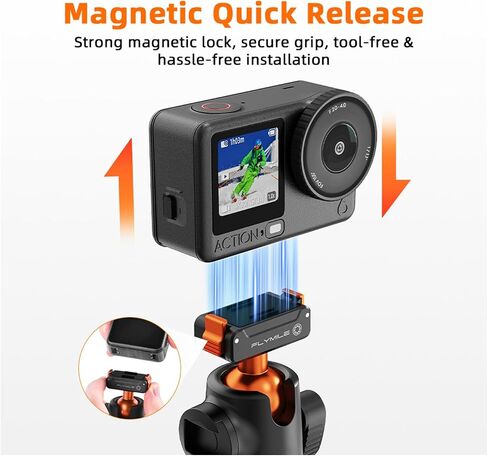 55.1"/140cm Tripod Selfie Stick for DJI Osmo Nano/Osmo Action 6 | with Magnetic Quick Release Mount Adapter, Extendable Handle with Extension Rod, 360° Ball Head & Cold Shoe Mount in Saudi Arabia
