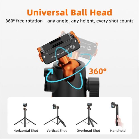 55.1"/140cm Tripod Selfie Stick for DJI Osmo Nano/Osmo Action 6 | with Magnetic Quick Release Mount Adapter, Extendable Handle with Extension Rod, 360° Ball Head & Cold Shoe Mount in Saudi Arabia