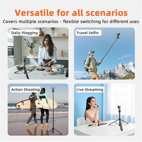 55.1"/140cm Tripod Selfie Stick for DJI Osmo Nano/Osmo Action 6 | with Magnetic Quick Release Mount Adapter, Extendable Handle with Extension Rod, 360° Ball Head & Cold Shoe Mount in Saudi Arabia