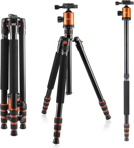 Camera Tripod, KetDirect Aluminium Compact Lightweight Professional Camera Tripods for Cameras monopod with 360 Degree Ball Head and Carry Case for Canon Nikon Sony Olympus DSLR Cameras(Orange) in Saudi Arabia