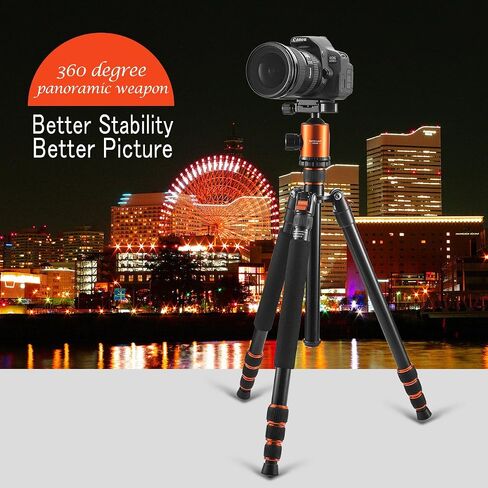 Camera Tripod, KetDirect Aluminium Compact Lightweight Professional Camera Tripods for Cameras monopod with 360 Degree Ball Head and Carry Case for Canon Nikon Sony Olympus DSLR Cameras(Orange) in Saudi Arabia
