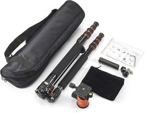 Camera Tripod, KetDirect Aluminium Compact Lightweight Professional Camera Tripods for Cameras monopod with 360 Degree Ball Head and Carry Case for Canon Nikon Sony Olympus DSLR Cameras(Orange) in Saudi Arabia