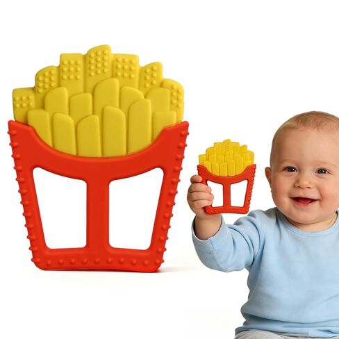 Chuya French Fries Teething Toy for 0-18 Months, Silicone Baby Teether | Easy-Grasp Design, Sensory Toys Teething Relief,Gift for Infants Boys Girls in Saudi Arabia