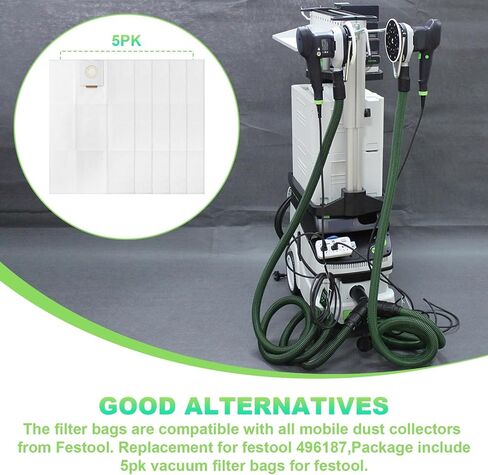 5-Pack Filter Bags Compatible with Festool CT26 CT36 | 5-pack replacement dust bags for Festool CT 26/36/CTM 26 E extractors. Tear-resistant material. Fits 496187/496186/577084. in Saudi Arabia