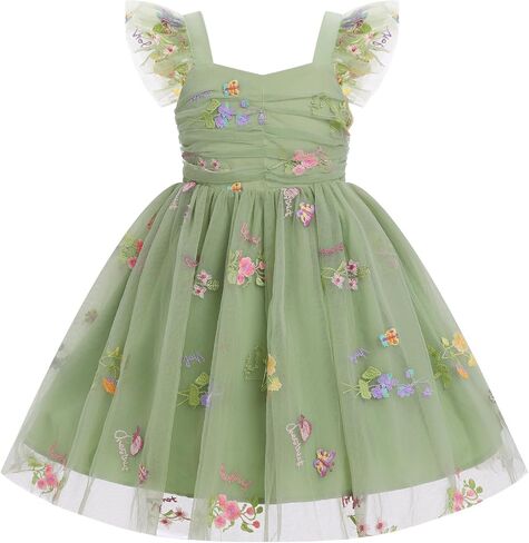IBTOM CASTLE Toddler Flower Girls Baby Sleeveless Floral Tulle Tutu Dress | Sleeveless First Birthday Dresses, Smocked Back, Pageant Formal Princess Ball Gown, Fairy Party Wedding Guest Outfit, Prom in Saudi Arabia